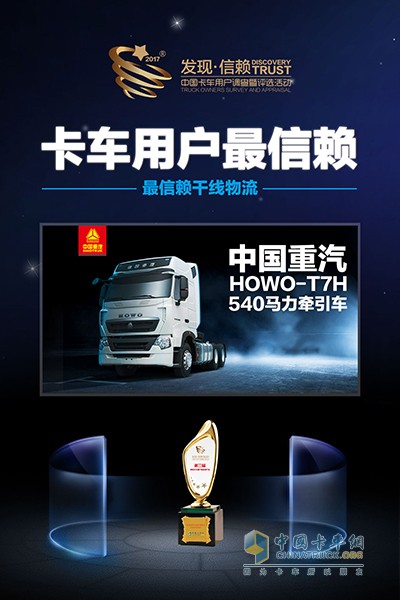 中国重汽HOWO-T7H540马力牵引车获最信赖干线物流车型