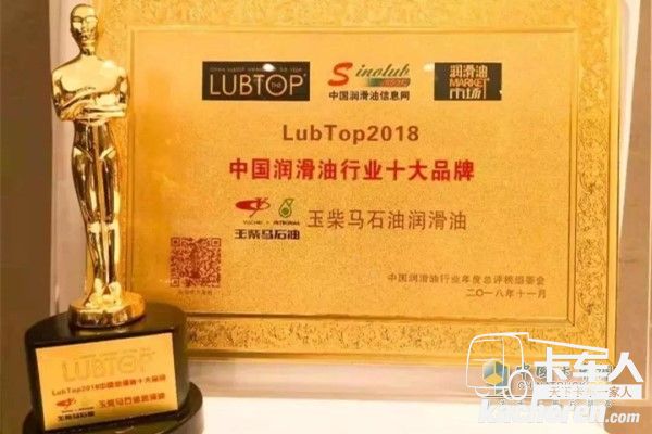 玉柴马石油润滑油入选“Lubtop2018中国润滑油行业十大品牌”
