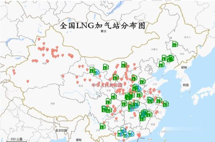 全国LNG加气站分布图